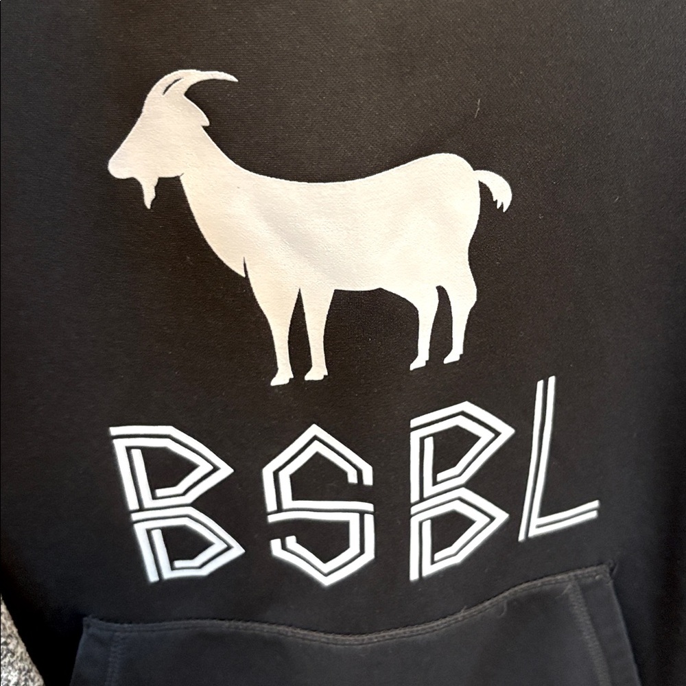 [J. America] Goat Baseball Athletic Performance Graphic Black/Grey Hoodie Mens S - Picture 4 of 9